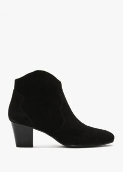 Barara Black Suede Western Ankle Boots
