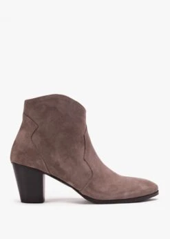 Barara Taupe Suede Western Ankle Boots