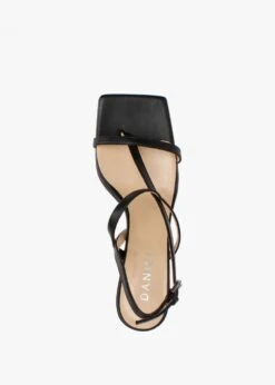 Barely Black Leather Square Toe Post Heeled Sandals -Daniel Footwear Shop barely black leather square toe post heeled sandals p122162 197183 image