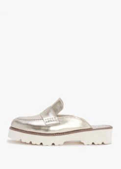 Beloba Gold Leather Backless Loafers -Daniel Footwear Shop beloba p134953 194946 image