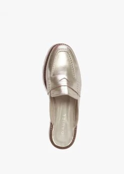 Beloba Gold Leather Backless Loafers -Daniel Footwear Shop beloba p134953 194947 image