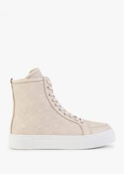 Bimpani Cream Leather Quilted High Top Trainers