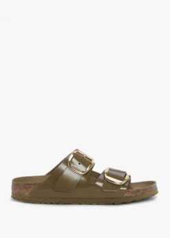 Birkenstock Arizona Big Buckle High Shine Mud Green Two Bar Mules