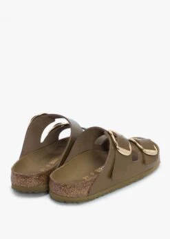 Birkenstock Arizona Big Buckle High Shine Mud Green Two Bar Mules -Daniel Footwear Shop bir arizona big buckle p134593 194537 image