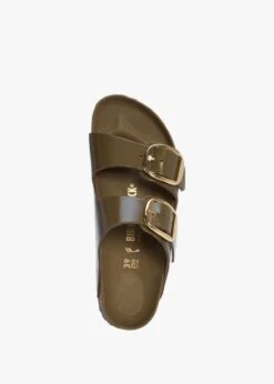 Birkenstock Arizona Big Buckle High Shine Mud Green Two Bar Mules -Daniel Footwear Shop bir arizona big buckle p134593 194538 image