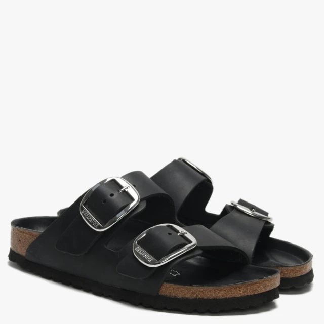 Birkenstock Arizona Big Buckle Black Leather Two Bar Mules 2 Birkenstock Arizona Big Buckle Black Leather Two Bar Mules - Image 2