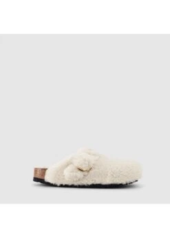 Birkenstock Boston Shearling Big Buckle Cream Clogs