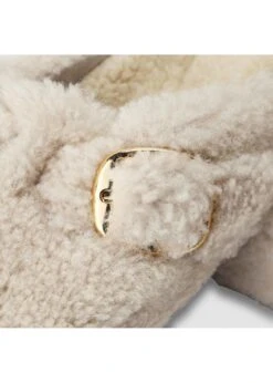 Birkenstock Boston Shearling Big Buckle Cream Clogs -Daniel Footwear Shop bir boston bb teddy p139209 211408 image