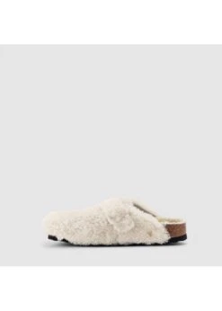 Birkenstock Boston Shearling Big Buckle Cream Clogs -Daniel Footwear Shop bir boston bb teddy p139209 211409 image