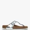 Birkenstock Gizeh Silver Leather Toe Post Sandals