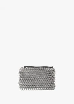 Small Luciana Silver Clutch Bag