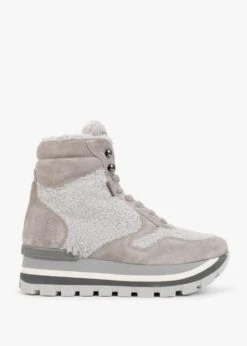 Confit Grey Suede Lace Up Hiking Boots