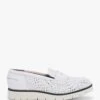 Conlo White Leather Laser Cut Loafers