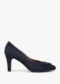 Courtie Navy Suede Mid Heel Court Shoes