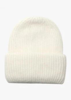 Cream Cashmere Blend Beanie Hat