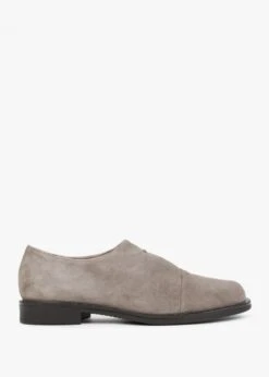 Crystie Taupe Suede Embellished Oxford Shoes