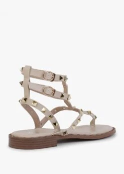 Cube Beige Square Studded Gladiator Sandals -Daniel Footwear Shop cube p127036 202208 image