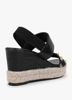 Cubedge Black Reptile Studded Wedge Sandals 7 Cubedge Black Reptile Studded Wedge Sandals -Daniel Footwear Shop cubedge p127047 202213 image