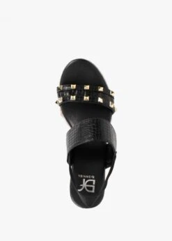Cubedge Black Reptile Studded Wedge Sandals 9 Cubedge Black Reptile Studded Wedge Sandals -Daniel Footwear Shop cubedge p127047 202215 image