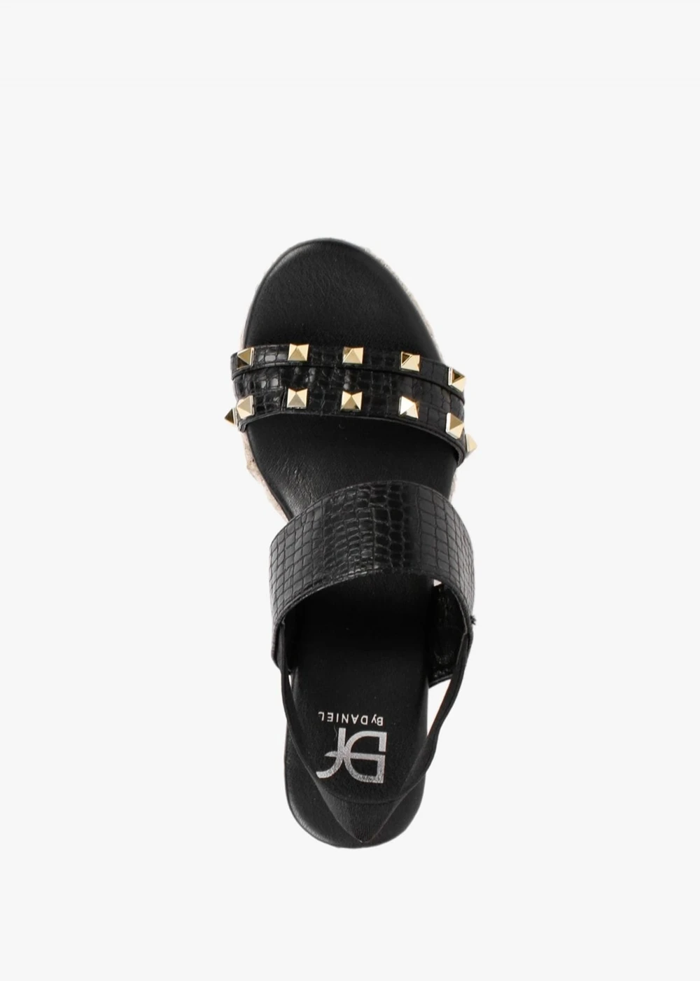 Cubedge Black Reptile Studded Wedge Sandals 5 Cubedge Black Reptile Studded Wedge Sandals - Image 5