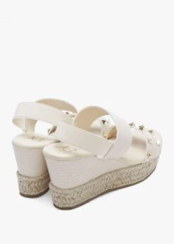 Cubedge Beige Reptile Studded Wedge Sandals -Daniel Footwear Shop cubedge p127048 196483 image