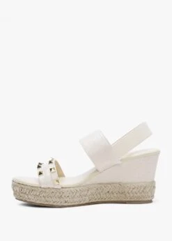 Cubedge Beige Reptile Studded Wedge Sandals -Daniel Footwear Shop cubedge p127048 196484 image