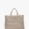 Ditote Taupe Leather Woven Tote Bag