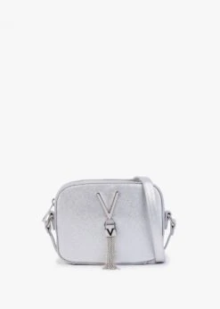 Valentino Divina Argento Pebbled Camera Bag
