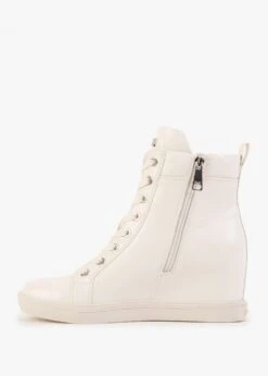 DKNY Calz Cream Glazed Wedge High Top Trainers -Daniel Footwear Shop dkny calz p132560 199029 image