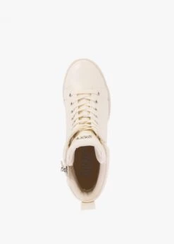 DKNY Calz Cream Glazed Wedge High Top Trainers -Daniel Footwear Shop dkny calz p132560 199030 image