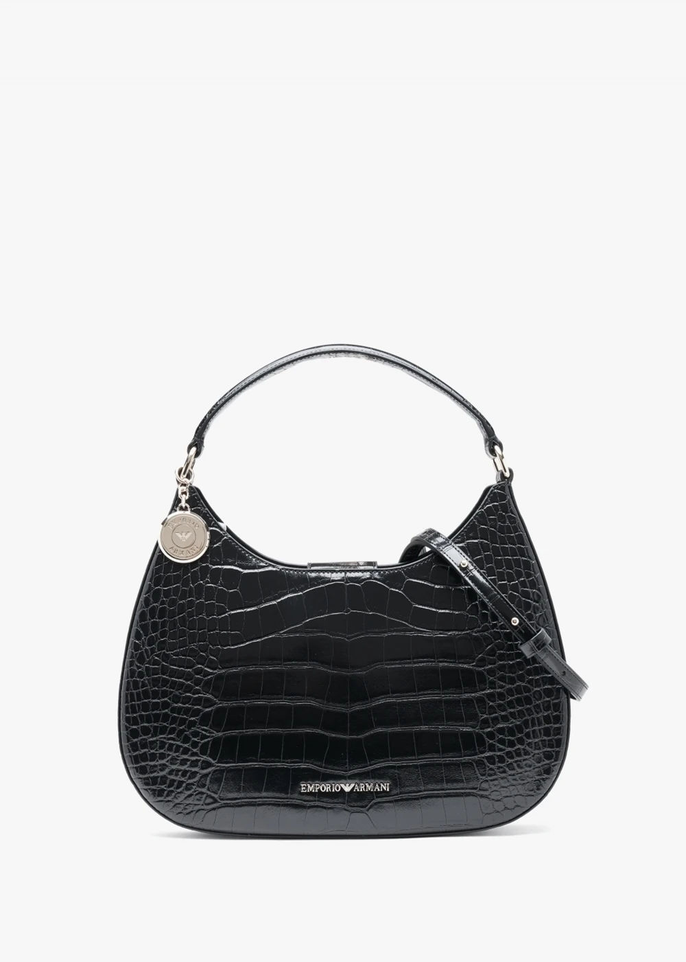 Emporio Armani Moc Croc Black Hobo Bag 1 Emporio Armani Moc Croc Black Hobo Bag