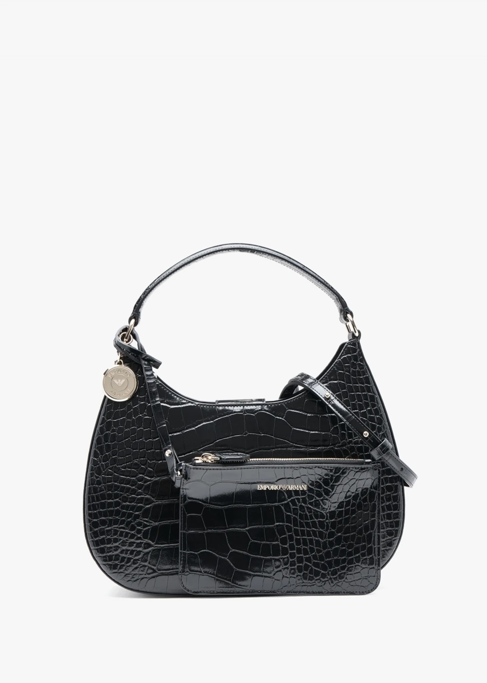 Emporio Armani Moc Croc Black Hobo Bag 2 Emporio Armani Moc Croc Black Hobo Bag - Image 2