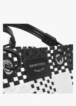 Emporio Armani Myea Warm White & Black Woven Checked Shopper Bag -Daniel Footwear Shop ea myea shopper p134558 194514 image