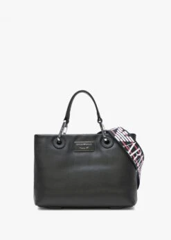 Emporio Armani Small Black Leather Tote Bag