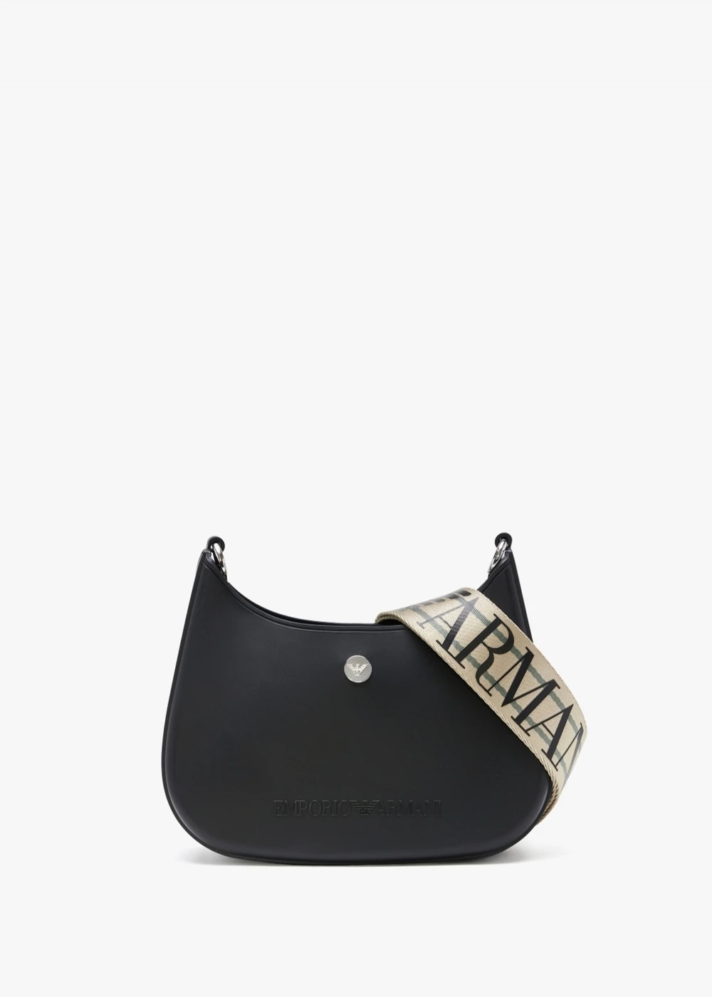 Emporio Armani Recycle PVC Black & Beige Gummy Shoulder Bag 1 Emporio Armani Recycle PVC Black & Beige Gummy Shoulder Bag