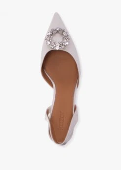 Kazar Elewed White Leather Embellished Sling Back Heeled Pumps -Daniel Footwear Shop elewed p138601 197308 image