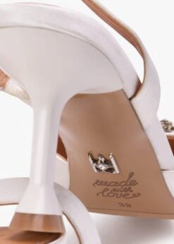 Kazar Elewed White Leather Embellished Sling Back Heeled Pumps -Daniel Footwear Shop elewed p138601 197309 image