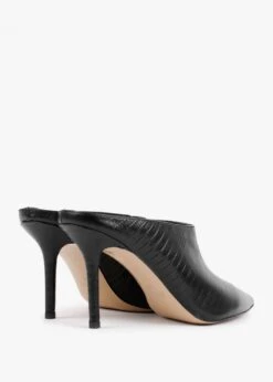 Elsie Black Leather Reptile Heeled Mules -Daniel Footwear Shop elsie p125061 202007 image