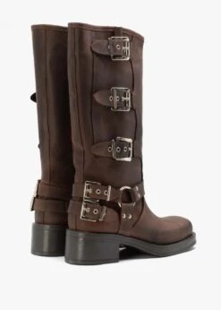 Emotie Brown Leather Multi Buckle Biker Boots -Daniel Footwear Shop emotie p142572 203623 image