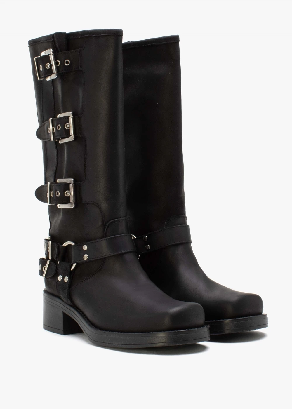 Emotie Black Leather Multi Buckle Biker Boots 2 Emotie Black Leather Multi Buckle Biker Boots - Image 2