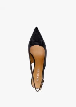 Eppie Black Leather Mid Heel Sling Back Shoes -Daniel Footwear Shop eppie p134792 196719 image