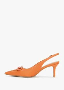 Eppie Orange Leather Mid Heel Sling Back Shoes -Daniel Footwear Shop eppie p134793 196723 image