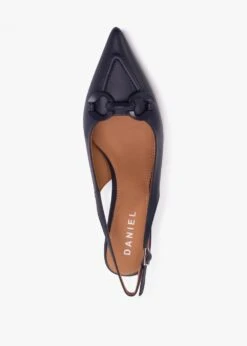 Eppie Navy Leather Mid Heel Sling Back Shoes -Daniel Footwear Shop eppie p135614 202783 image
