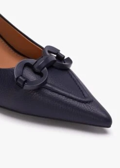 Eppie Navy Leather Mid Heel Sling Back Shoes -Daniel Footwear Shop eppie p135614 202784 image