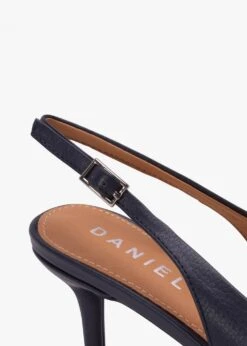 Eppie Navy Leather Mid Heel Sling Back Shoes -Daniel Footwear Shop eppie p135614 202785 image