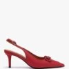 Eppie Red Leather Mid Heel Sling Back Shoes