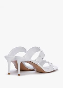 Equal White Leather Two Bar Studded Heel Mules -Daniel Footwear Shop equal white leather two bar studded heel mules p134795 196732 image