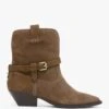 Esmena Taupe Suede Western Ankle Boots