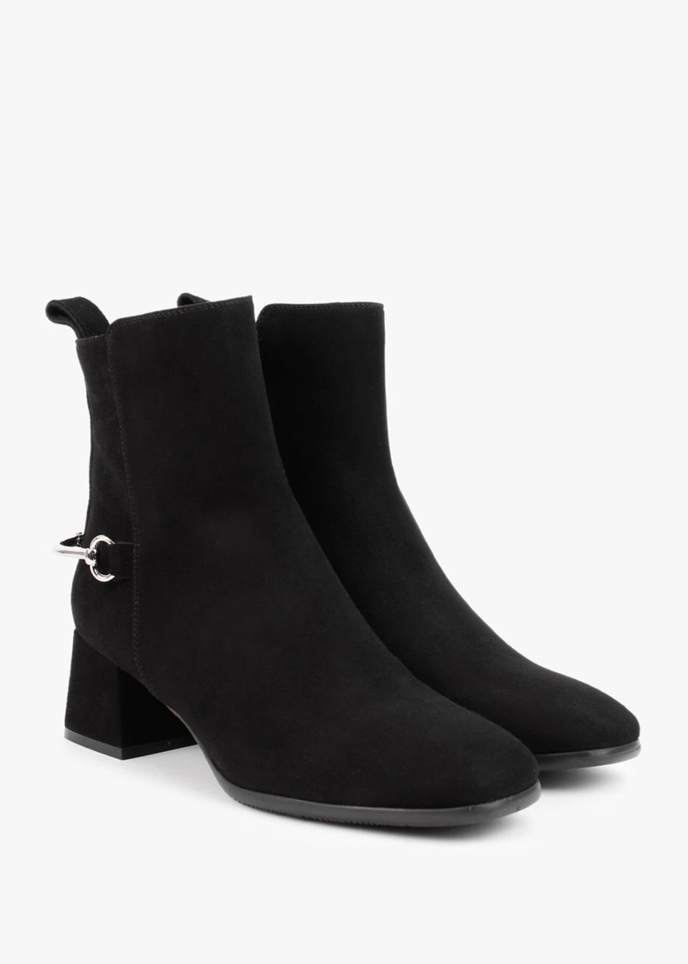 Evalena Black Suede Block Heel Ankle Boots 2 Evalena Black Suede Block Heel Ankle Boots - Image 2