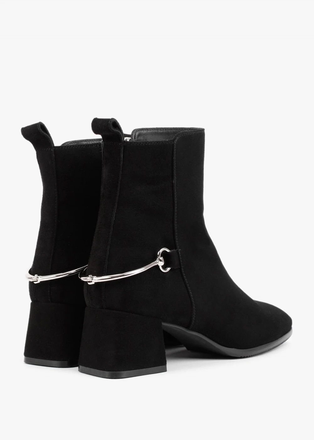 Evalena Black Suede Block Heel Ankle Boots 3 Evalena Black Suede Block Heel Ankle Boots - Image 3